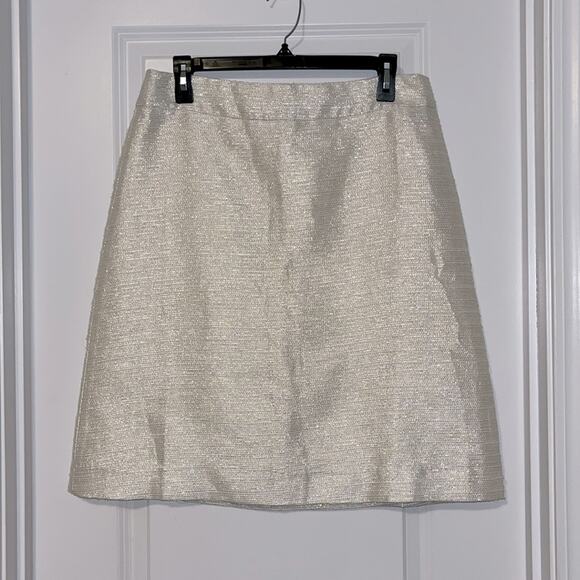 Anthropologie Paper Crown Ivory Metallic A-Line Skirt - Picture 1 of 9